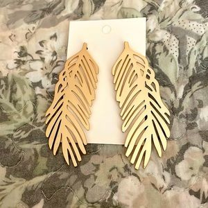 Lucky or Madewell Gold Feather Earrings